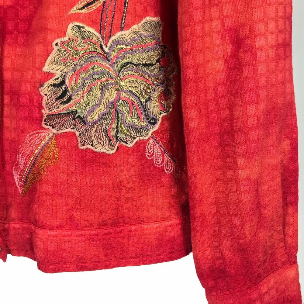 Drapers & Damons Red Textured Embroidered Jacket View 2